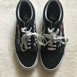 Vans old skool black & white checkered floral shoe